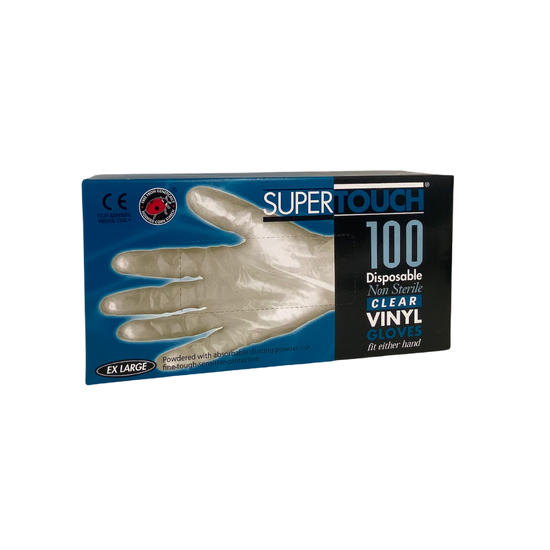 Supertouch 100 Disposable Clear Vinyl Powdered Gloves